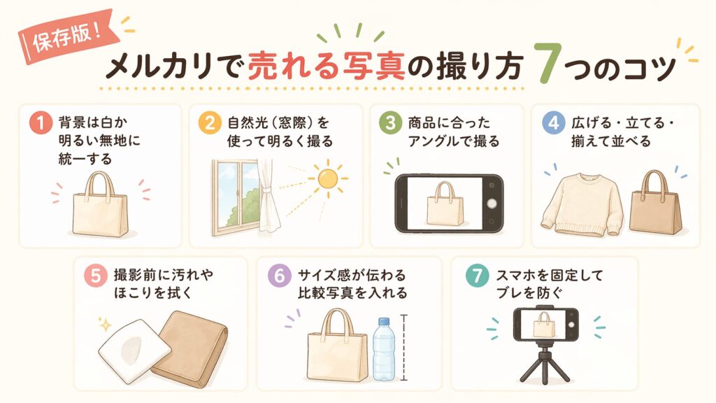 保存版・メルカリで売れる写真の撮り方7つのコツ一覧図解