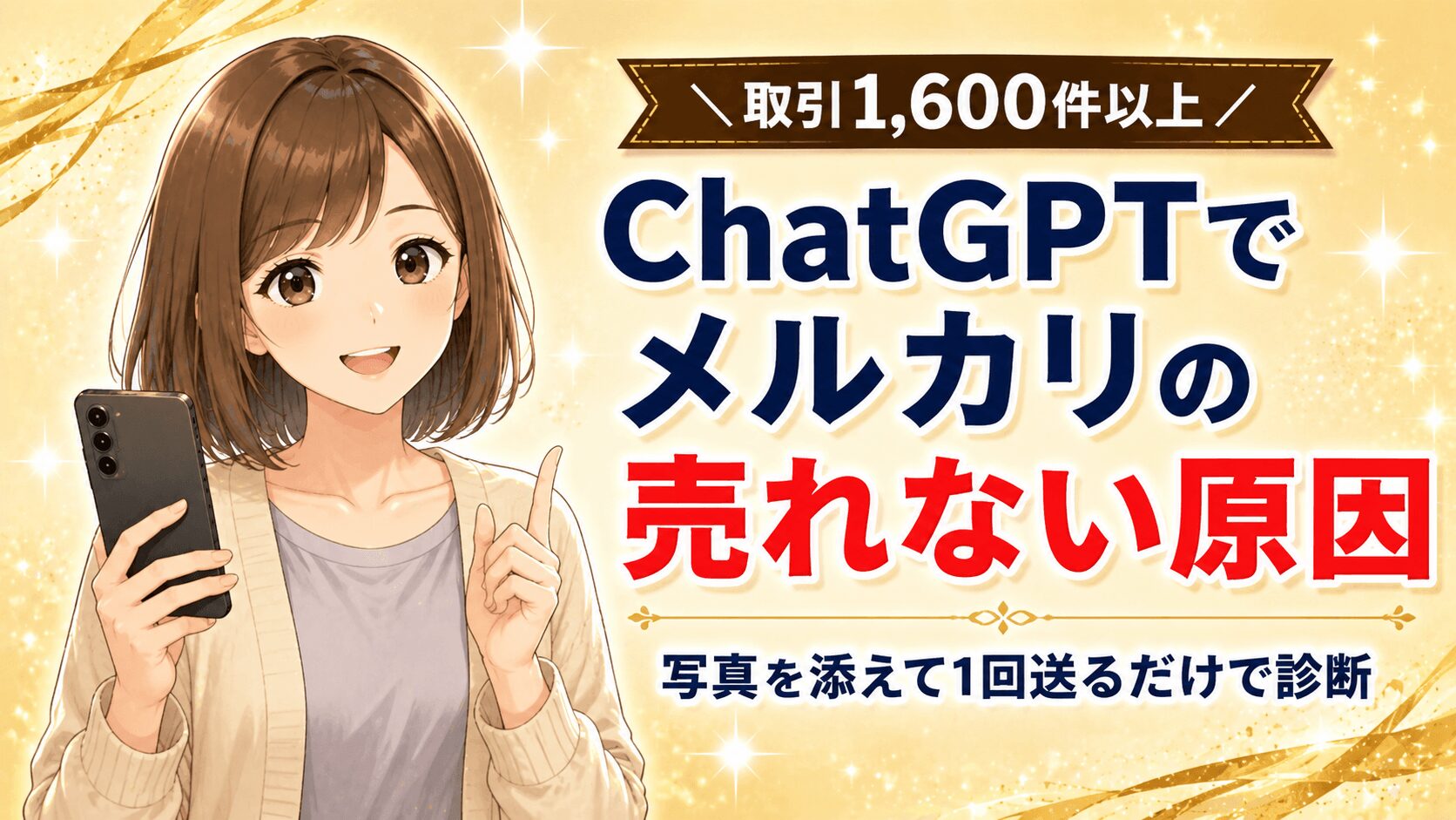 ChatGPTでメルカリの売れない原因を診断する方法を1,600取引の経験から解説するアイキャッチ