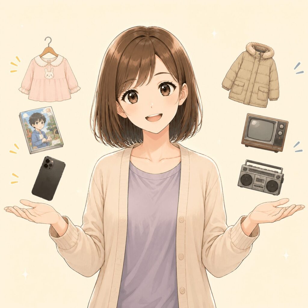 メルカリで売れやすいジャンルと売れるまで時間がかかるジャンルのイメージイラスト