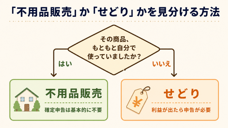  不用品販売とせどりの違いを判断するフローチャート