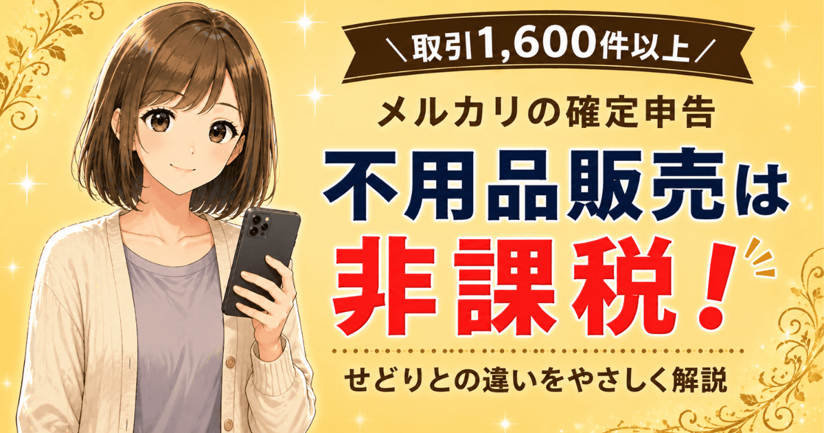 メルカリの確定申告について解説する元保健師のイラスト