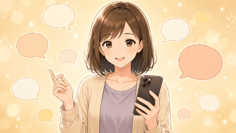メルカリのコメント対応について説明する女性のイラスト