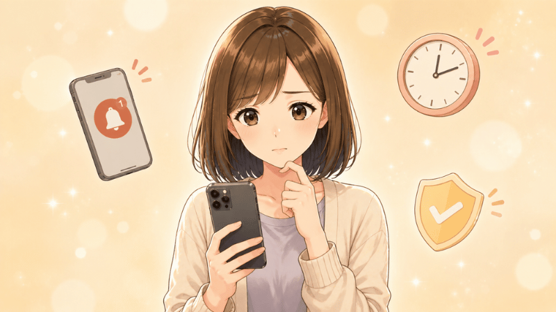 メルカリ利用制限の対処法について説明する女性のイラスト