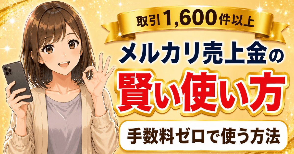 メルカリ売上金を手数料ゼロで賢く使う方法を紹介する記事のアイキャッチ画像